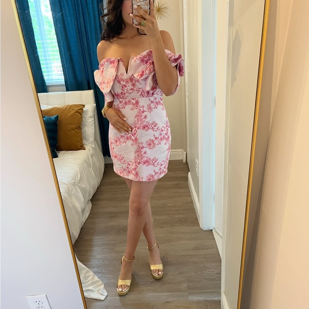 Pretty little thing Pink Floral Off-Shoulder Dress